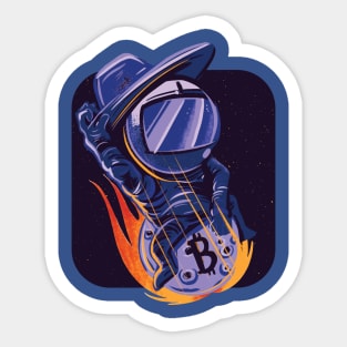 Funny Crypto Astronaut Riding Bidcoin to the Moon Sticker
